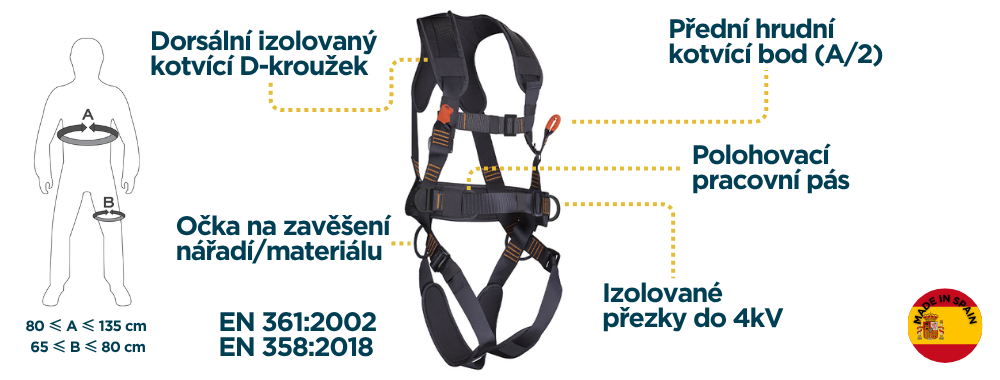VELETA PLUS Dielektricky bezpecnostni postroj s polohovacim pasem - grafika 1